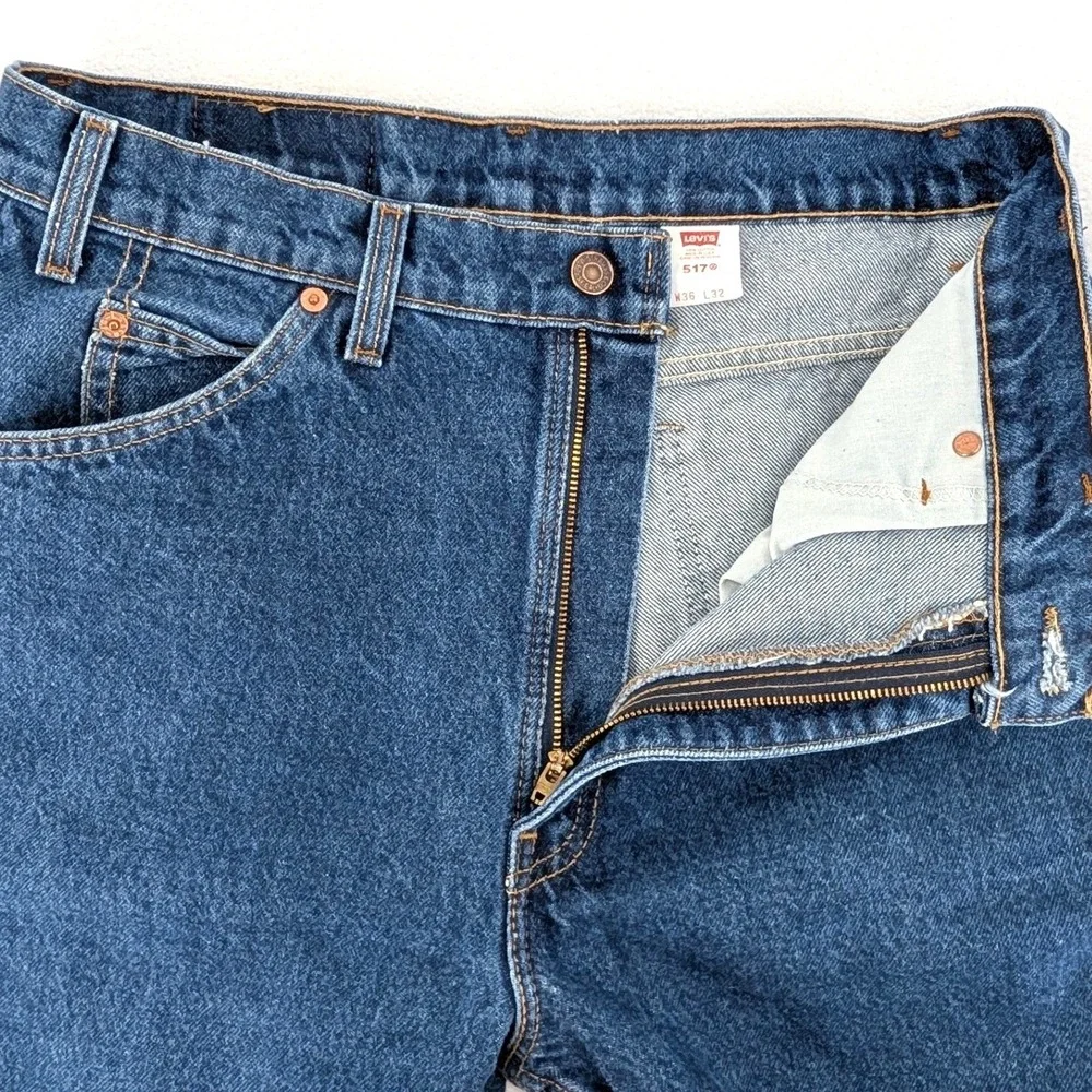 Vintage 1998‎ Levi's 517 Orange Tab USA Made Bootcut Jeans Dark Wash 34x32 90s